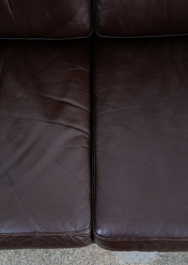 Mid Century Danish Modern Sofa Couch Brown Leather Denmark Tufted 3 Seat Mcm - Image 7