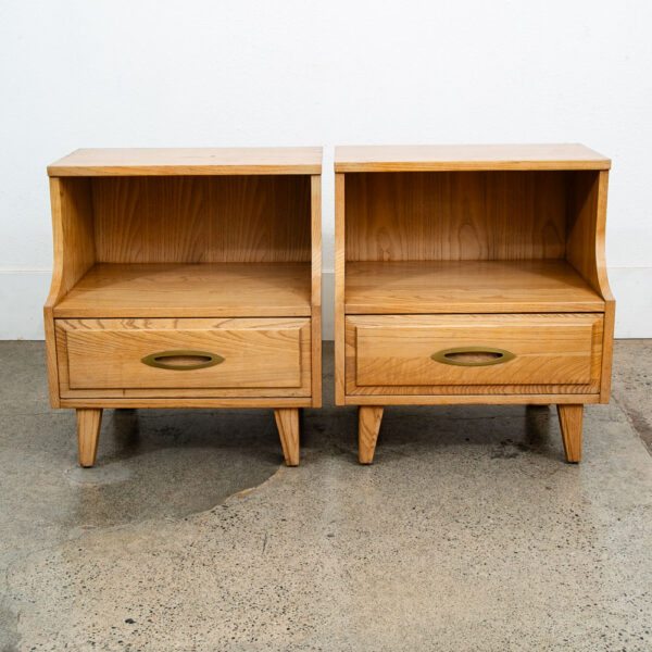 Mid Century Modern Nightstands End Side Tables LA period Furniture Ash Drawer NM - Image 2