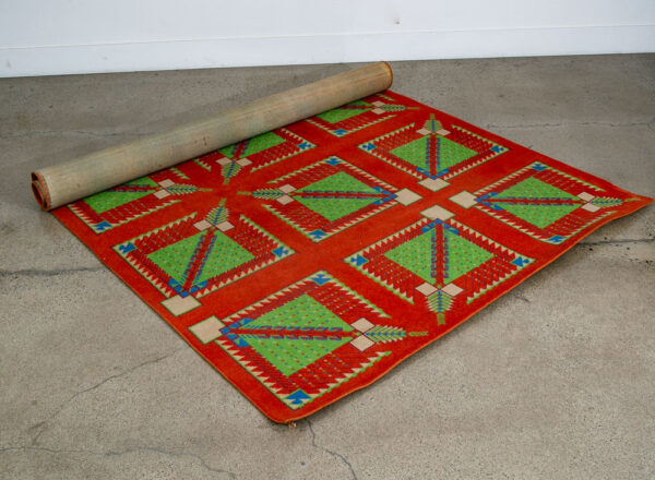 Mid Century Modern Area Rug Orange Green Frank Lloyd Wright Carpet 83x109" Mcm - Image 3
