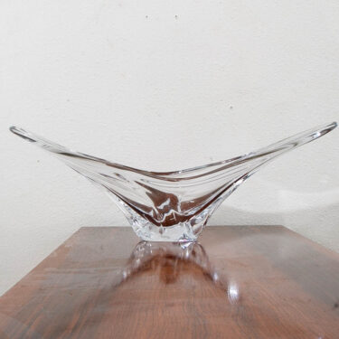 Mid Century Modern Abstracted Studio Art Glass Serving Bowl Vessel Daum Nancy NM