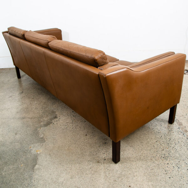 Mid Century Danish Modern Sofa Couch Brown Leather 3 seater Denmark Vintage Mcm - Image 5