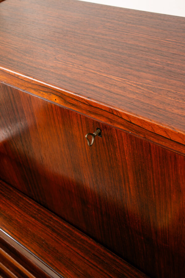 Mid Century Danish Modern Secretary Desk Cabinet Rosewood Vanity Drop Down Door - Image 11