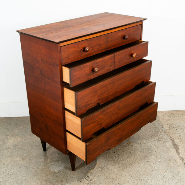 Mid Century Modern Dresser Highboy 5 Drawer Walnut Vega by Morris Trim Vintage - Image 4