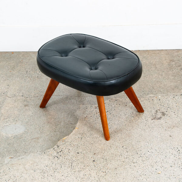 Mid Century Modern Ottoman Stool Solid Teak Black Vintage Mcm Foot Sculptural - Image 9