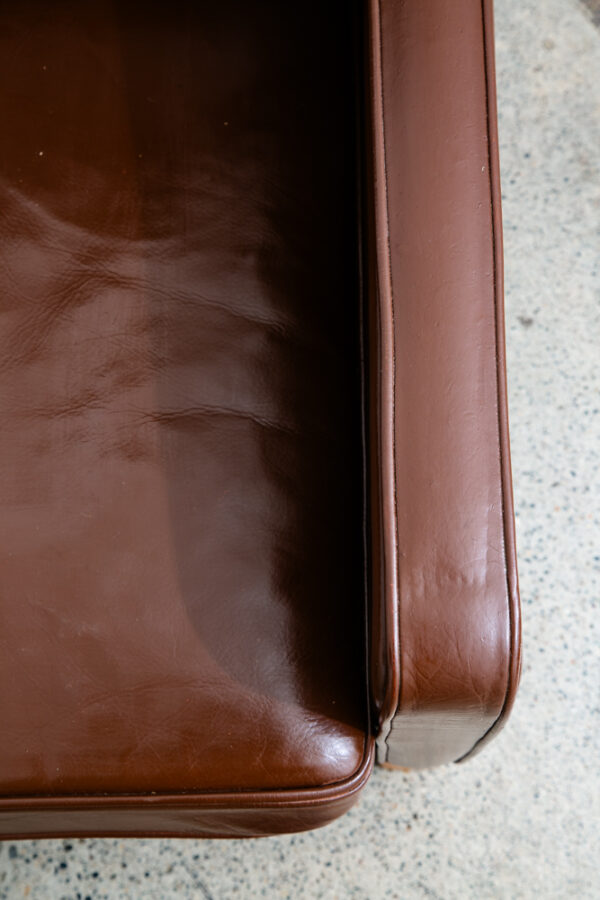 Mid Century Danish Modern Lounge Chair Wingback Brown Leather High Back Seat Mcm - Image 8
