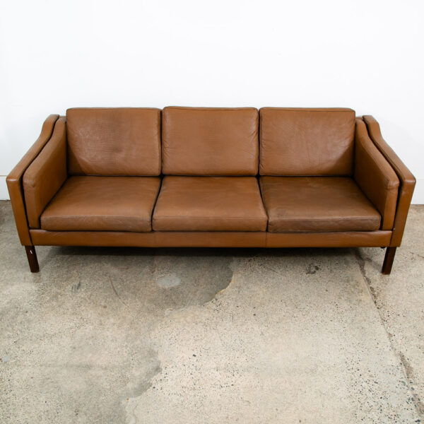 Mid Century Danish Modern Sofa Couch Brown Leather 3 seater Denmark Vintage Mcm - Image 10