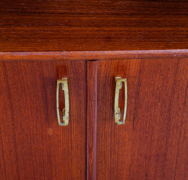 Mid Century Danish Modern Corner Cabinet Unit Teak Mcm Denmark Hutch Brass Mcm - Image 8