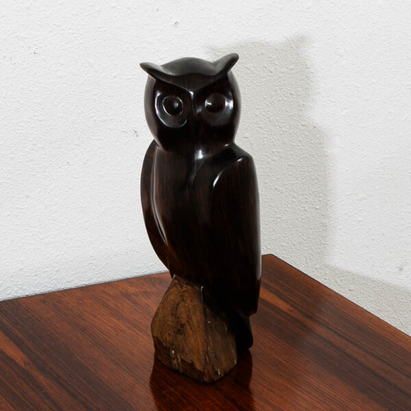 Mid Century Danish Modern Artisan Carved Owl Sculpture Solid Rosewood Mcm Studio - Image 2