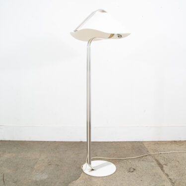 Mid Century Modern White Silver Floor Lamp Shade Metal Italian Italy 1970s Mcm