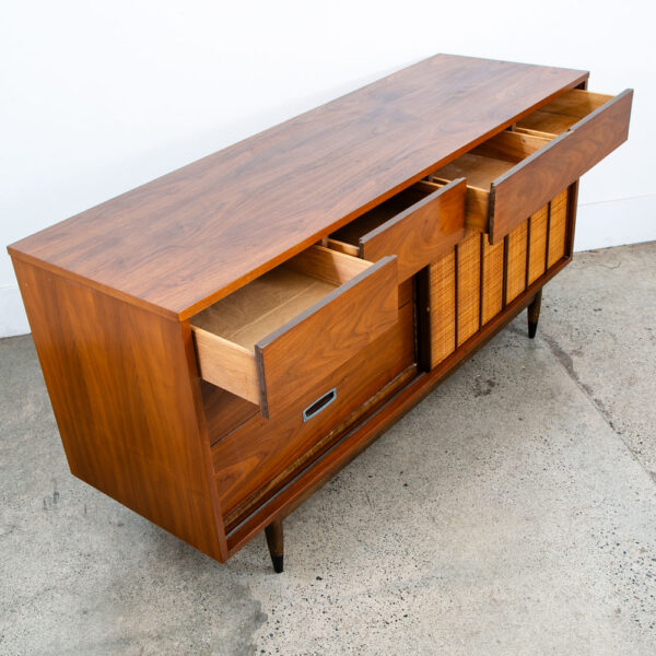 Mid Century Modern Dresser Credenza Mainline by Hooker 10 Drawer Walnut Doors NM - Image 8