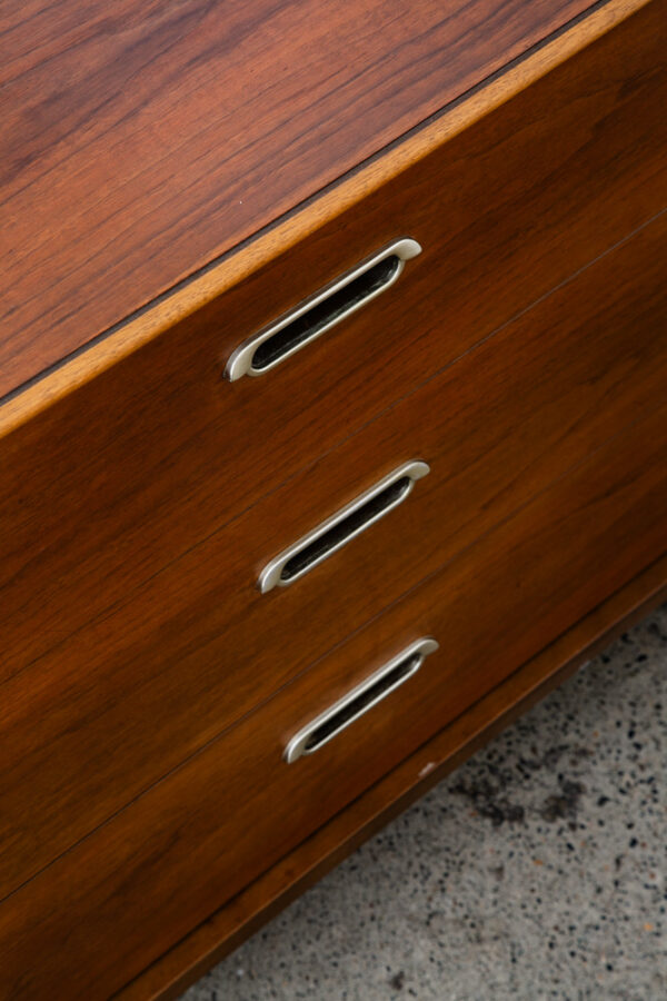 Mid Century Modern Dresser Credenza BP John Metal 9 Drawer Walnut Vintage Mcm NM - Image 9