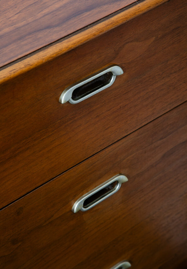 Mid Century Modern Dresser Credenza BP John Metal 9 Drawer Walnut Vintage Mcm NM - Image 8