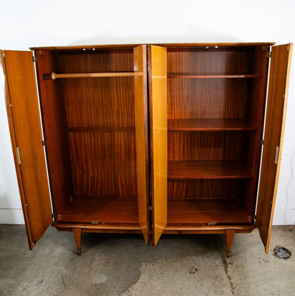 Mid Century Danish Cabinet Custom Armoire Wardrobe Tiger Oak Closet Large Mirror - Image 3