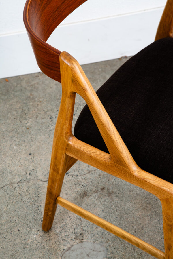 Mid Century Danish Modern Dining Chair Henning Kjaernulf Hansen Teak Oak Brown - Image 8