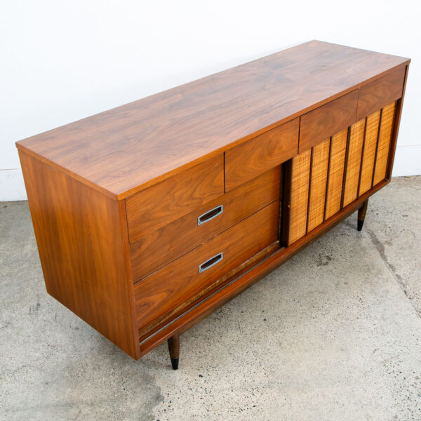 Mid Century Modern Dresser Credenza Mainline by Hooker 10 Drawer Walnut Doors NM - Image 4