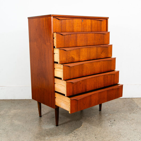 Mid Century Danish Modern Dresser Highboy 6 Drawer Teak Denmark Locking Vintage - Image 3
