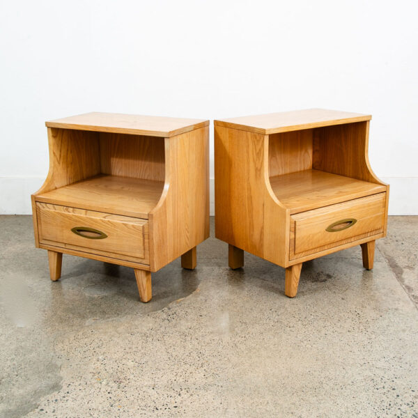 Mid Century Modern Nightstands End Side Tables LA period Furniture Ash Drawer NM