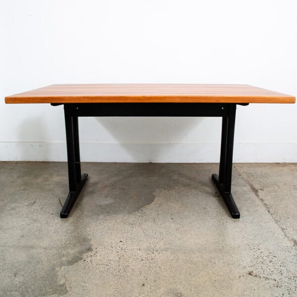 Mid Century Modern Dining Table Solid Wood Rectangular Kitchen Butcher Block Mcm - Image 3