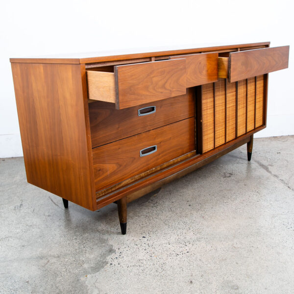 Mid Century Modern Dresser Credenza Mainline by Hooker 10 Drawer Walnut Doors NM - Image 9