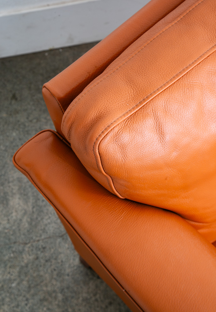 Mid Century Danish Modern Lounge Chair Set Cognac Armchairs Brown Tan Two Mcm - Image 10
