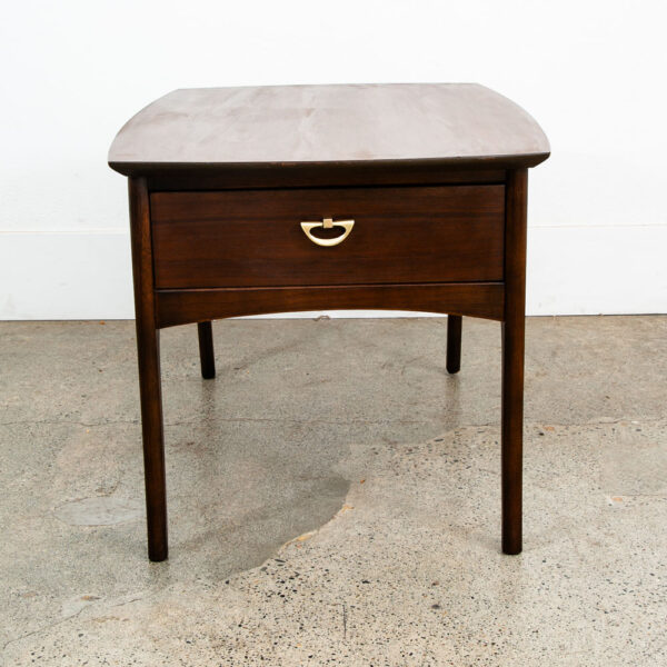 Mid Century Modern Nightstand End Side Table Kroehler Walnut Drawer Brass Single - Image 2