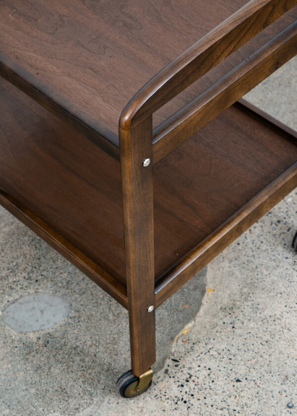 Mid Century Modern Serving Cart Trolley Wood Rolling Bar Walnut Mcm Serving Mcm - Image 9