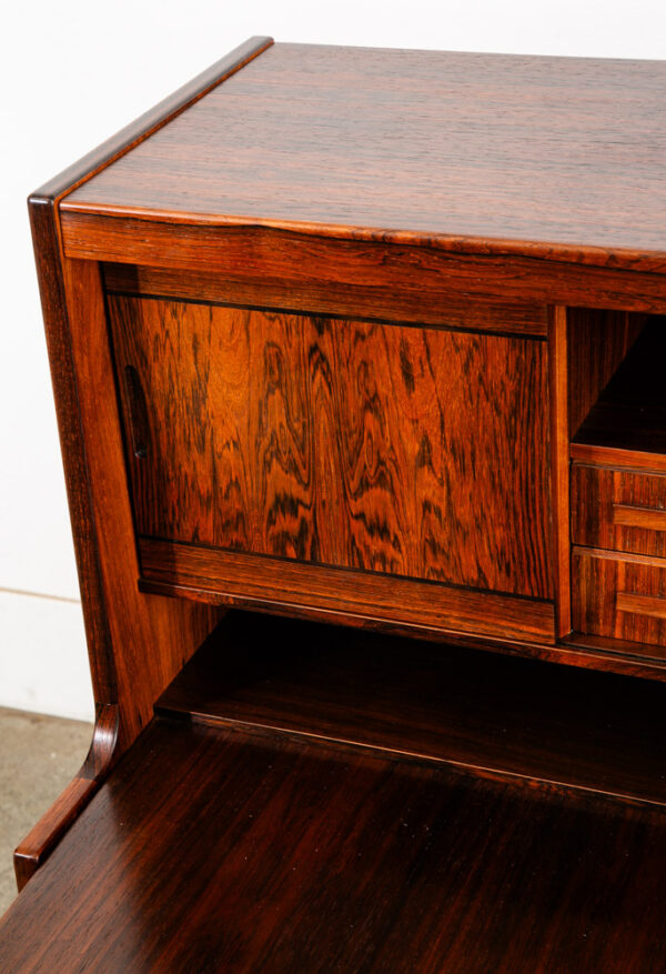 Mid Century Danish Modern Secretary Desk Cabinet Rosewood Vanity Drop Down Door - Image 9