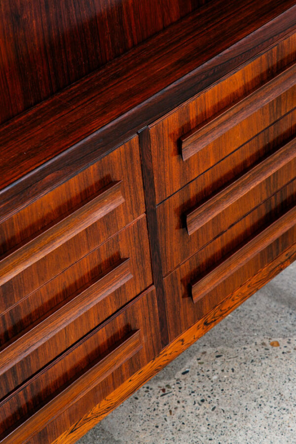 Mid Century Danish Modern Secretary Desk Cabinet Rosewood Vanity Drop Down Door - Image 7