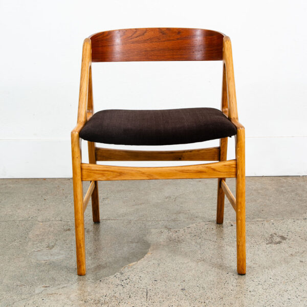 Mid Century Danish Modern Dining Chair Henning Kjaernulf Hansen Teak Oak Brown - Image 4