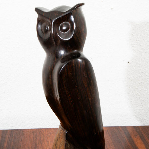 Mid Century Danish Modern Artisan Carved Owl Sculpture Solid Rosewood Mcm Studio - Image 5