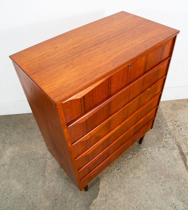 Mid Century Danish Modern Dresser Highboy 6 Drawer Teak Denmark Locking Vintage - Image 6