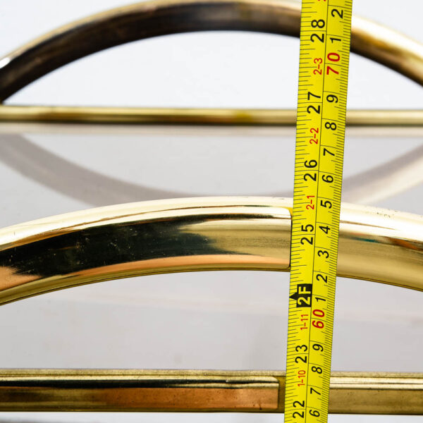 Mid Century Modern Bar Cart Serving Trolley Brass Rolling Bar Glass 2 Tier Mcm - Image 9