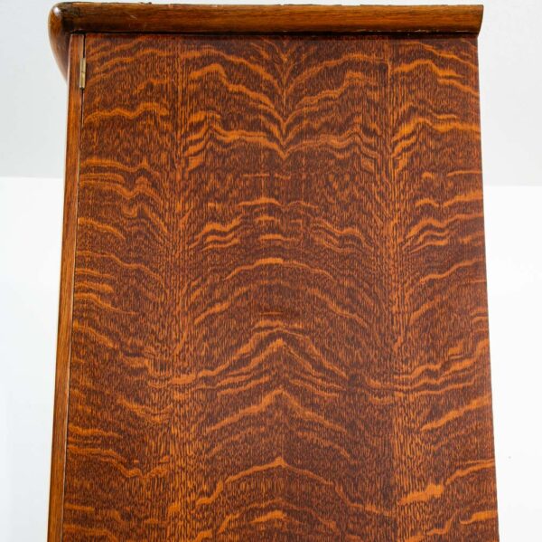Mid Century Danish Cabinet Custom Armoire Wardrobe Tiger Oak Closet Large Mirror - Image 11