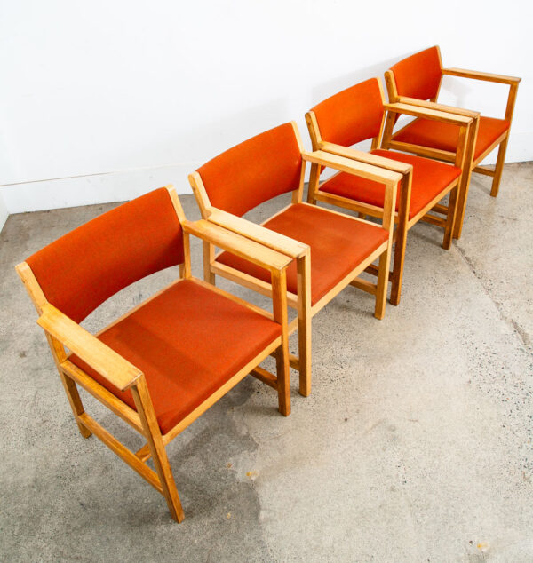 Mid Century Danish Modern Dining Chairs Set 6 Borge Mogensen Fredericia Armchair - Image 3