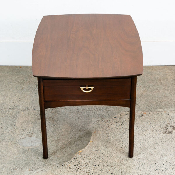 Mid Century Modern Nightstand End Side Table Kroehler Walnut Drawer Brass Single - Image 7