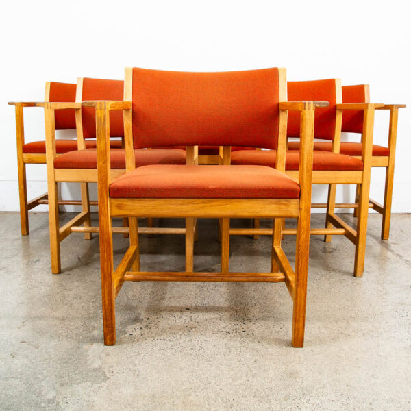 Mid Century Danish Modern Dining Chairs Set 6 Borge Mogensen Fredericia Armchair - Image 2
