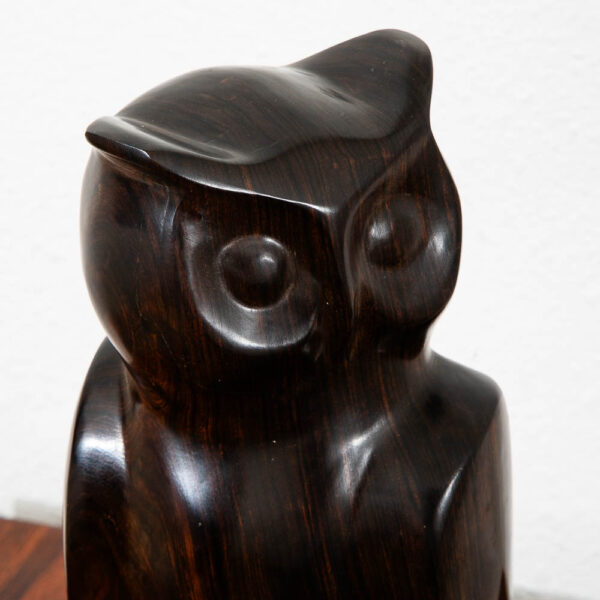 Mid Century Danish Modern Artisan Carved Owl Sculpture Solid Rosewood Mcm Studio - Image 9