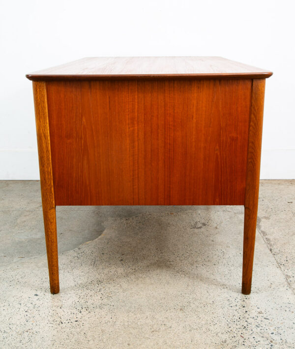 Mid Century Danish Modern Desk Executive Teak Oak 4 Drawer Bookshelf Cabinet VG - Image 5