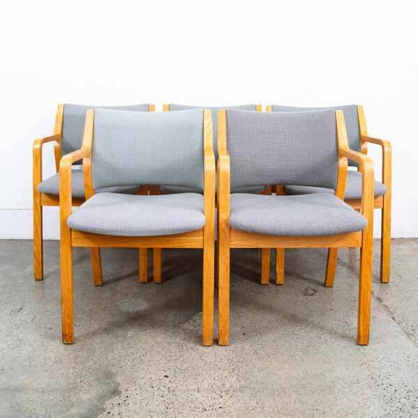 Mid Century Danish Modern Dining Chairs Set 5 Skagen Armchairs Rway Oak Vintage - Image 2