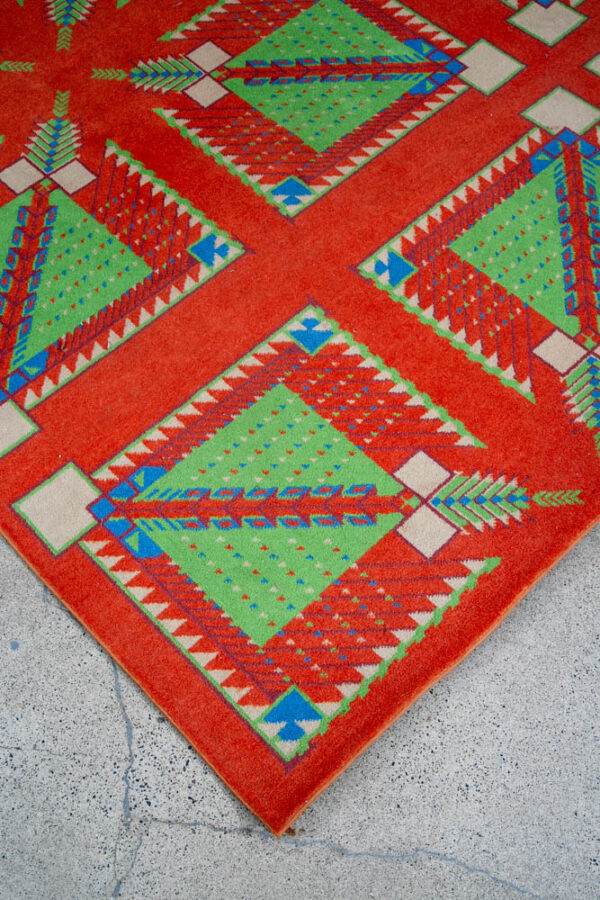 Mid Century Modern Area Rug Orange Green Frank Lloyd Wright Carpet 83x109" Mcm - Image 6