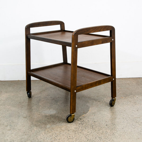 Mid Century Modern Serving Cart Trolley Wood Rolling Bar Walnut Mcm Serving Mcm - Image 12