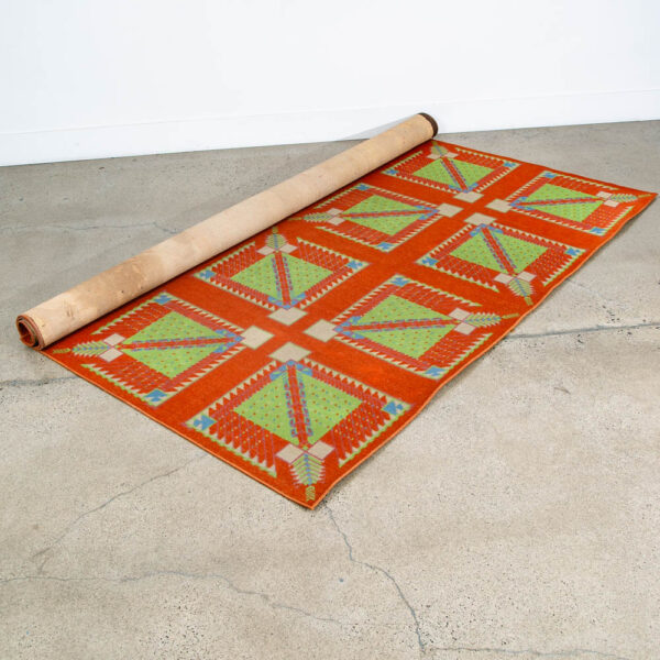 Mid Century Modern Area Rug Orange Green Frank Lloyd Wright Carpet 80x108" Mcm - Image 3