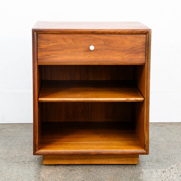 Mid Century Modern Nightstand Side Table Drexel Walnut Drawer Declaration End - Image 3