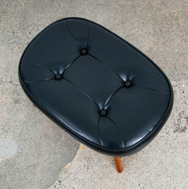 Mid Century Modern Ottoman Stool Solid Teak Black Vintage Mcm Foot Sculptural - Image 2