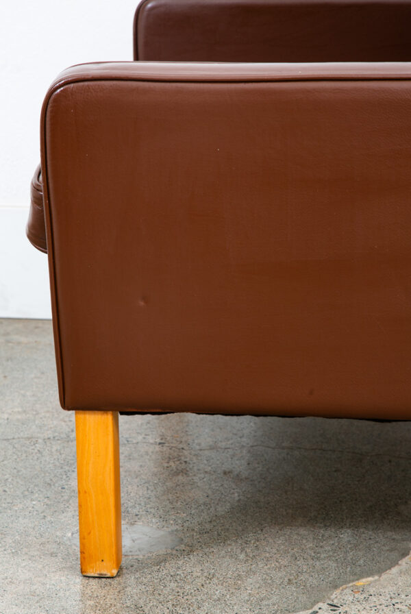 Mid Century Danish Modern Lounge Chair Wingback Brown Leather High Back Seat Mcm - Image 7