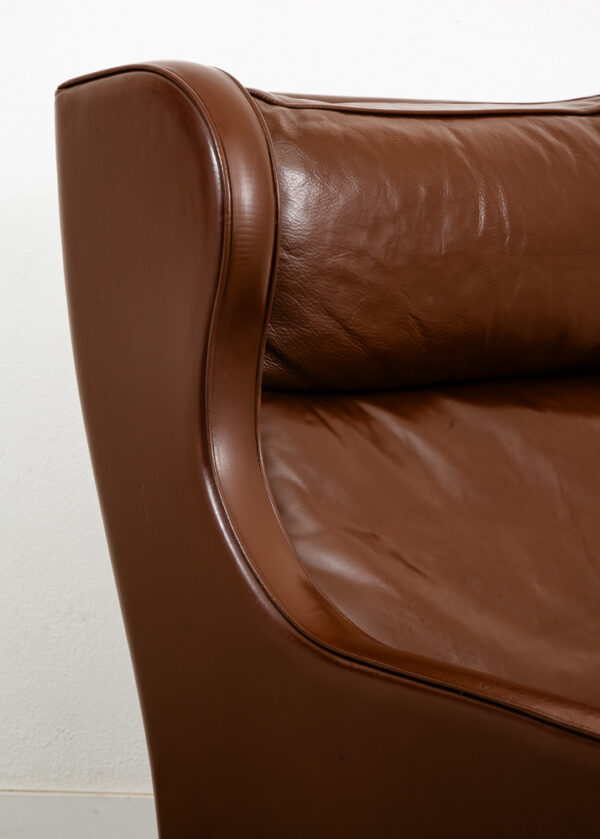 Mid Century Danish Modern Lounge Chair Wingback Brown Leather High Back Seat Mcm - Image 11