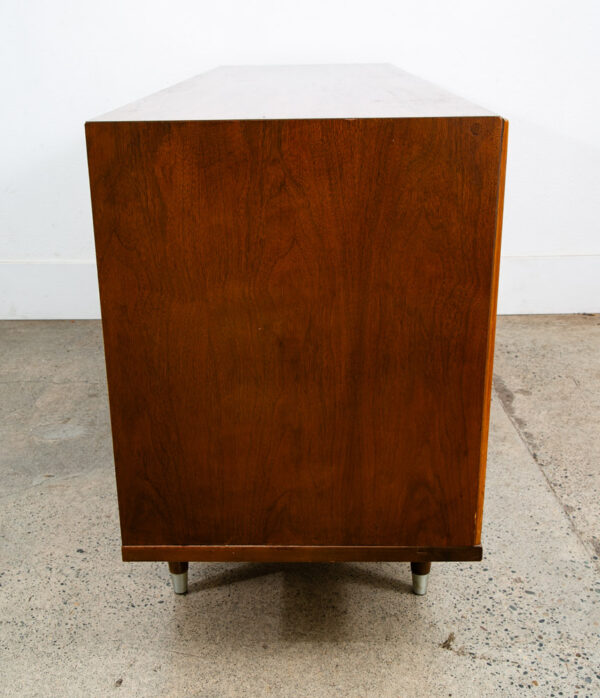 Mid Century Modern Dresser Credenza BP John Metal 9 Drawer Walnut Vintage Mcm NM - Image 3