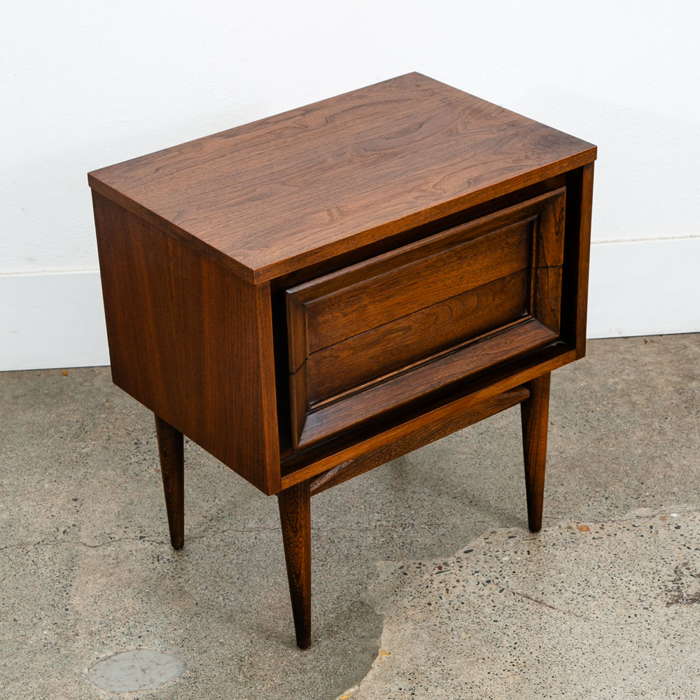 Mid Century Modern Nightstands End Table Set Side Basic Witz Walnut 2 Drawers - Image 9