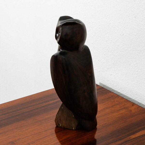 Mid Century Danish Modern Artisan Carved Owl Sculpture Solid Rosewood Mcm Studio - Image 3