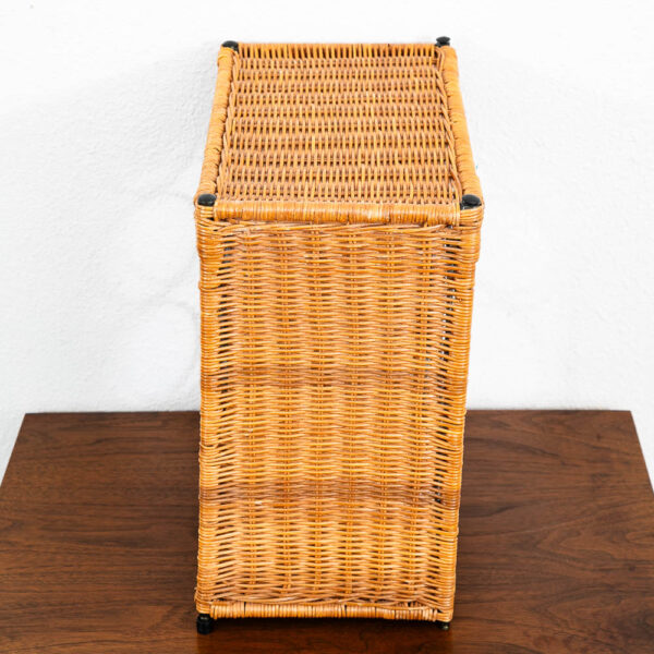 Mid Century Modern Wine Rack 9 Bottles Wicker Metal Iron Black Vintage Mcm 70s - Image 5